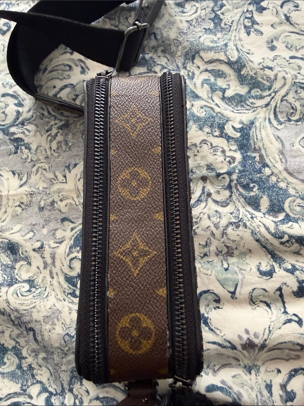 NWOT•Repurposed Mono Black and Brown Mini Crossbody Bag - Picture 2 of 10